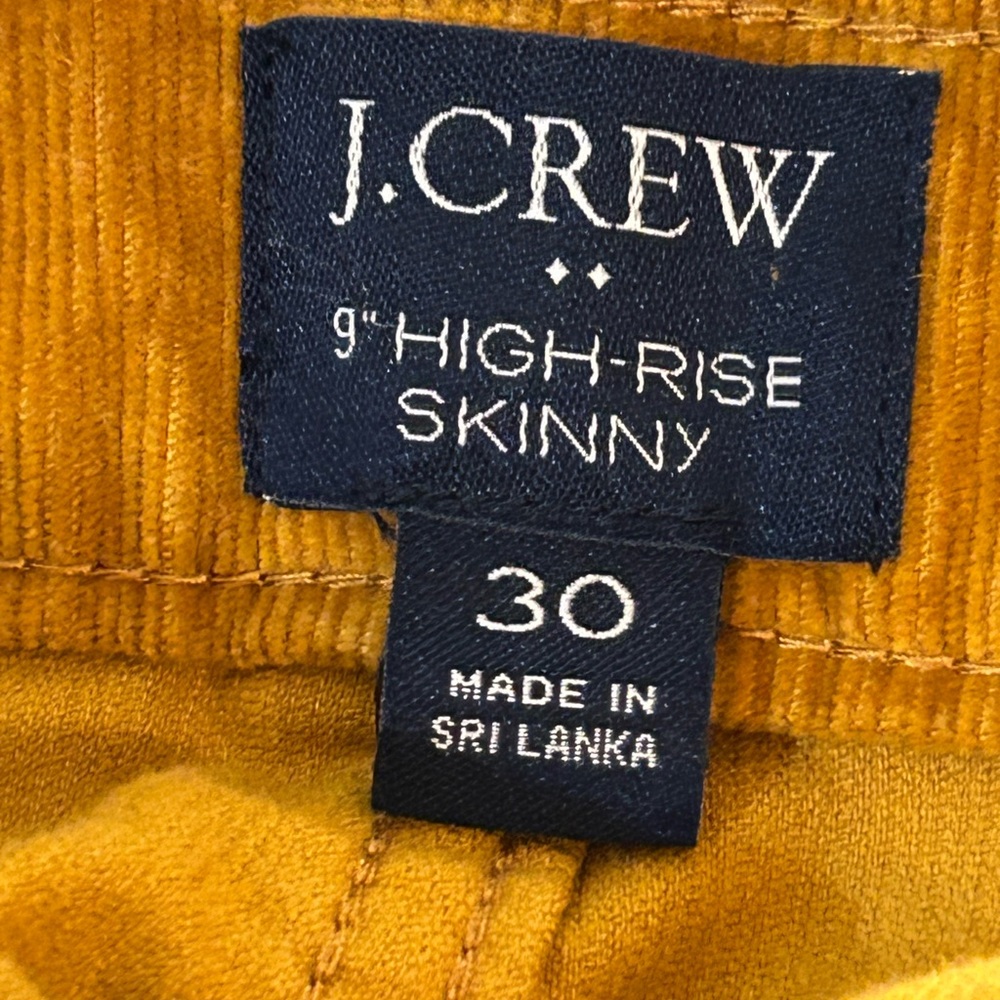 J. Crew 9" High-Rise Skinny Corduroy Pants Mustard Yellow - Picture 7 of 11